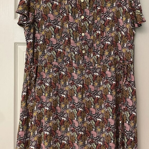 Loft Size XXL Paradise Jungle Print Button Front Side Tie Safari Dress NWT - Picture 8 of 8